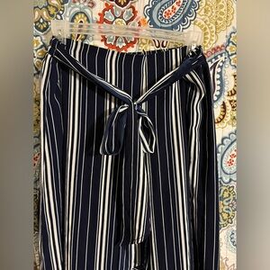 NWT 1x Striped Navy & White Summer Boho Wide Leg Pants
